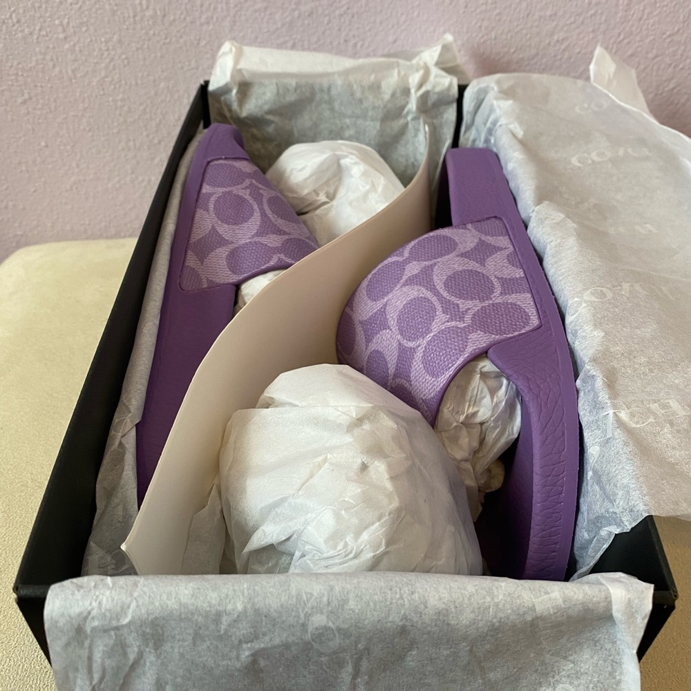 Coach Purple Udele Sport Slide in Signature Canvas Size 6 - Picture 5 of 6